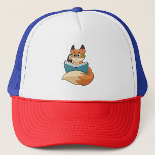 Gorra De Camionero Fox como Nerd con libros y anteojos