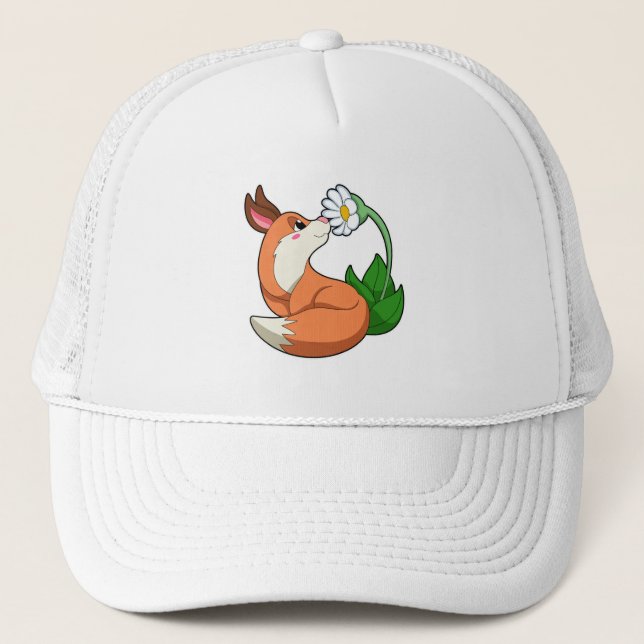 Gorra De Camionero Fox con flor blanca (Anverso)