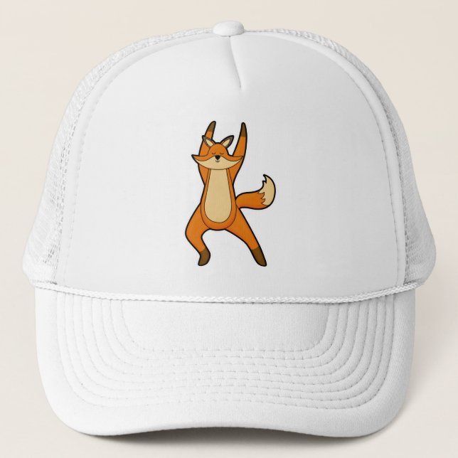 Gorra De Camionero Fox en ejercicio de Stretching de Yoga (Anverso)