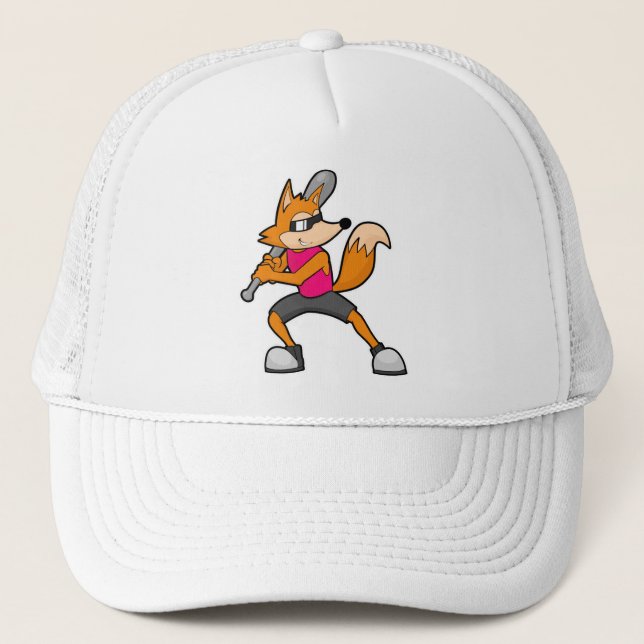 Gorra De Camionero Fox en el béisbol con bate de béisbol (Anverso)