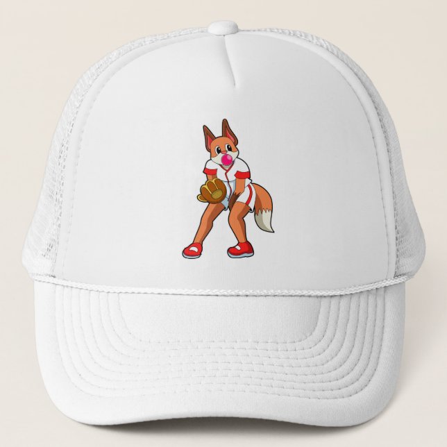 Gorra De Camionero Fox en el béisbol con guante de béisbol (Anverso)