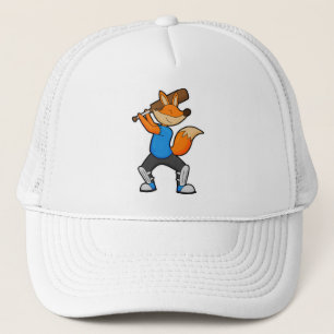 Gorra De Camionero Fox en el Cricket con el bate del cricket