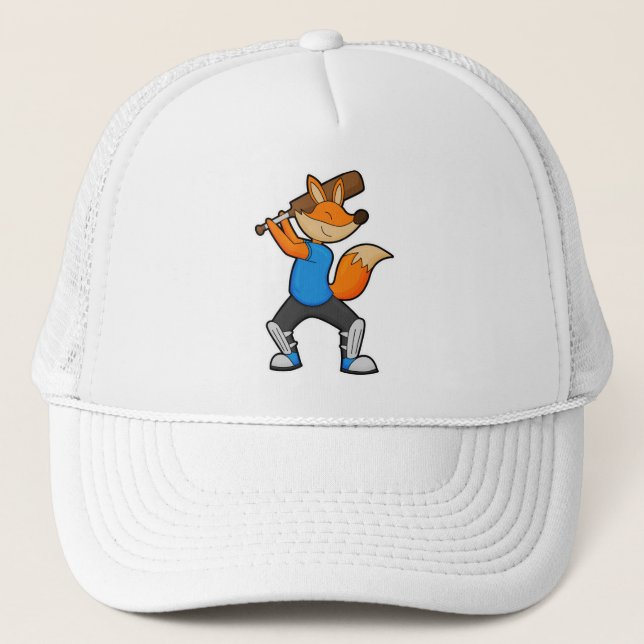 Gorra De Camionero Fox en el Cricket con el bate del cricket (Anverso)
