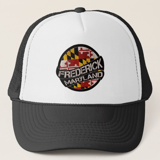 Gorra De Camionero Frederick Maryland bandera grunge camionero sombre (Anverso)