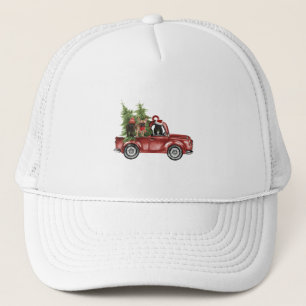 Gorra De Camionero Frenchies En Auto Navidades De Perro De Navidad