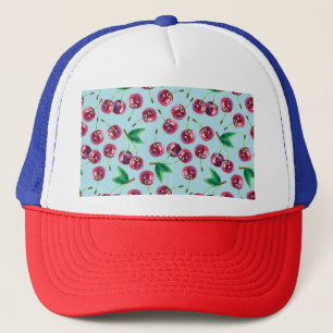 Gorra De Camionero Fresas acuáticas modernas: Jugoso patrón de cereza