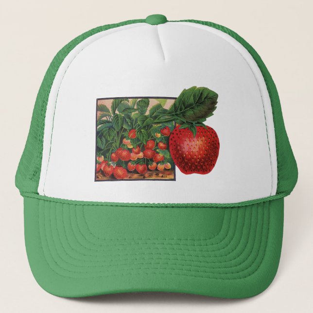 Gorra De Camionero Fresas de época, fresas en una granja (Anverso)