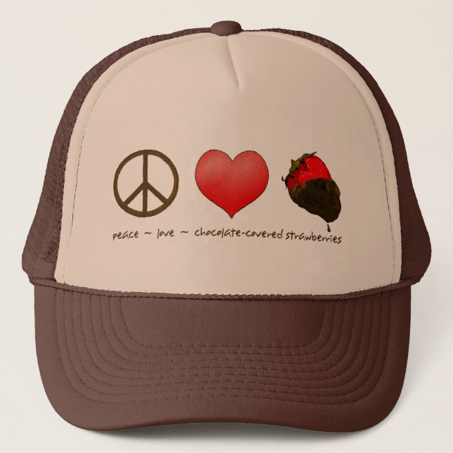 Gorra De Camionero Fresas del amor de la paz (Anverso)