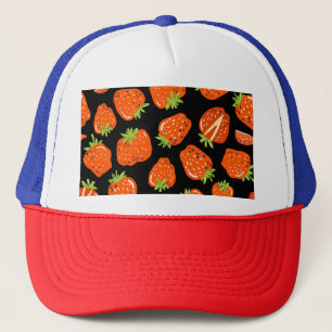 Gorra De Camionero Fresas negras: Textura vintage sin foco