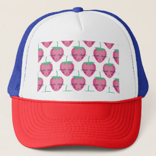 Gorra De Camionero Fresas sonrientes para dormir, lindo patrón.
