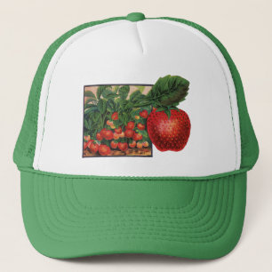 Gorra De Camionero Fresas Vintage, Plantas de Fresa en una Granja