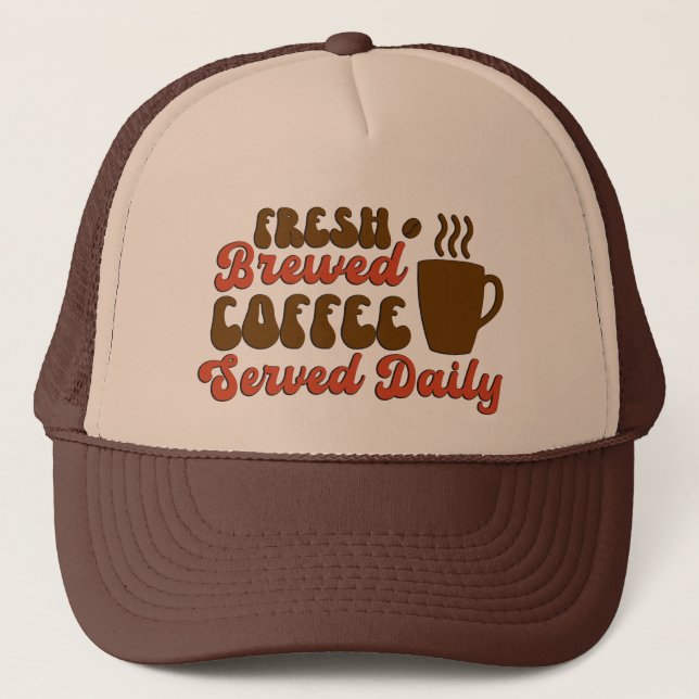 Gorra De Camionero Fresh brewed coffee word art (Anverso)