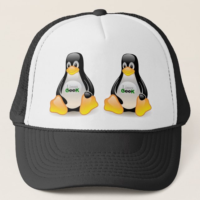 Gorra De Camionero Friki de Tux Linux (Anverso)
