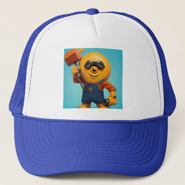 Gorra De Camionero Fröhlicher Baumeister – Gelber Held mit Hammer   (Anverso)