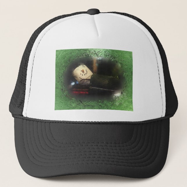Gorra De Camionero Frosty Green S'mores Snowman (Anverso)