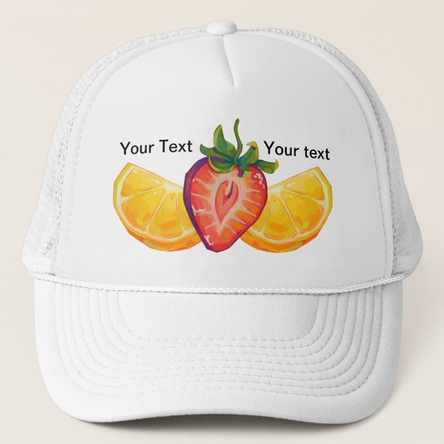 Gorra De Camionero Fruit, Strawberry, orange (Anverso)