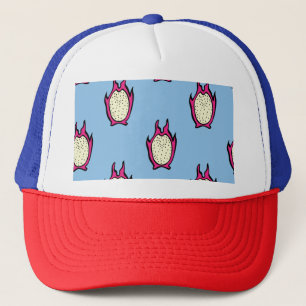 Gorra De Camionero Fruta del dragón: Dibujo de tinta de época.