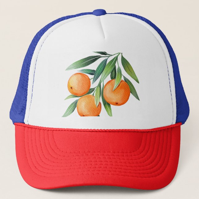 Gorra De Camionero Frutas Naranjas acuáticas: Ramas aisladas. (Anverso)