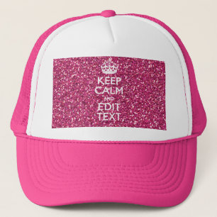 Gorra De Camionero Fuchsia Rosa Mantener la calma Tener tu texto