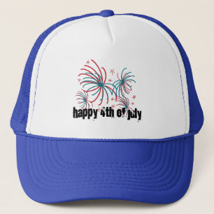 Gorra De Camionero Fuegos artificiales 4 de julio estrellas garabatos