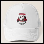 Gorra De Camionero Fun Golf Guy Cart Personalizado Monograma Nombre<br><div class="desc">Algo especial para un caballero en su vida que podría apreciar a un gorra con un carrito de golf que dice "#1". Listo para montar el curso y ayudar a convertirlo en un gran juego — este Michael está listo para el trabajo. Piensen en el cumpleaños / día del padre...</div>