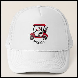 Gorra De Camionero Fun Golf Guy Cart Personalizado Monograma Nombre