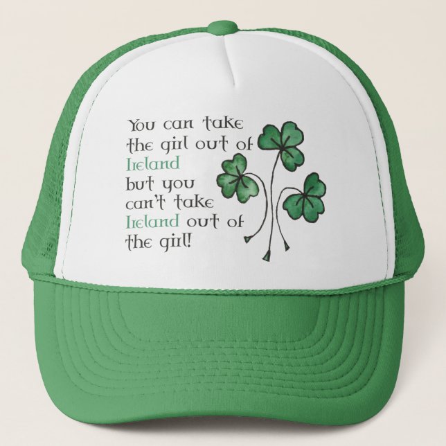 Gorra De Camionero Fun Green Shamrock Chica irlandés Trucker Cap (Anverso)