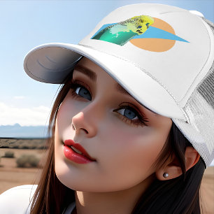 Gorra De Camionero Fun Guay Geometric Dramatic Budgie Summer Mascota 