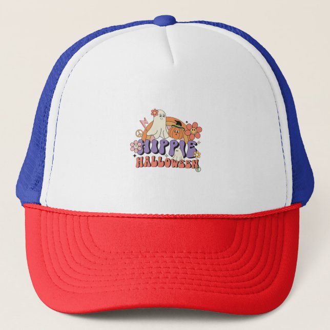 Gorra De Camionero Fun Halloween Designs Hippie Halloween Retro (Anverso)