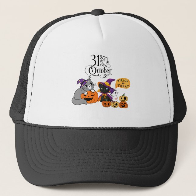 Gorra De Camionero Fun Kitty Halloween (Anverso)