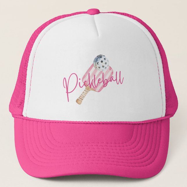 Gorra De Camionero Fun Pickleball rosado (Anverso)