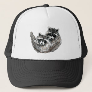 Gorra De Camionero Fun Raccoon Friends Animal Watercolor Wildlife