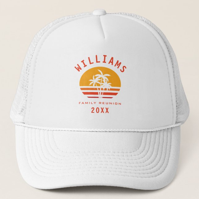 Gorra De Camionero Fun Tropical Beach Summer Vacation Reunión familia (Anverso)