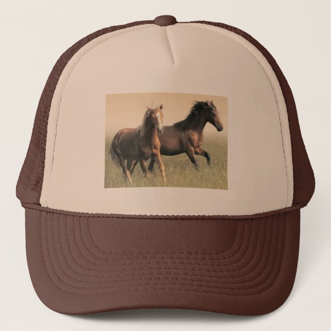 Gorra De Camionero Funcionamiento hermoso de los caballos de Brown (Anverso)