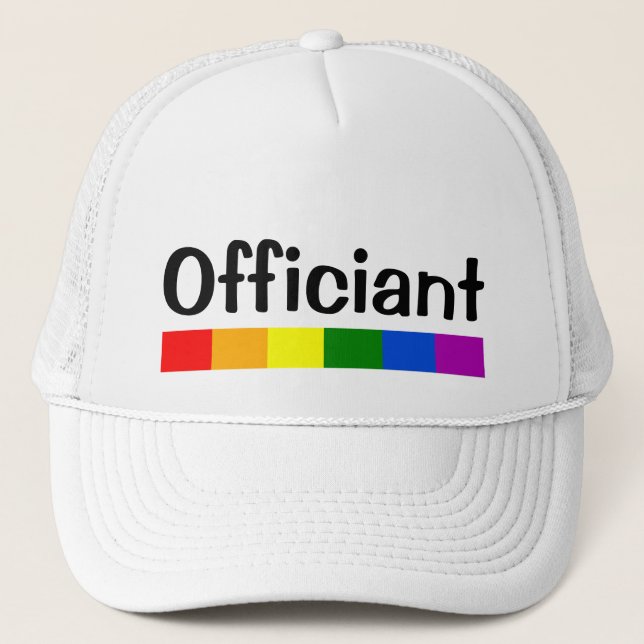 Gorra De Camionero Funcionario de la bandera arcoiris del boda (Anverso)