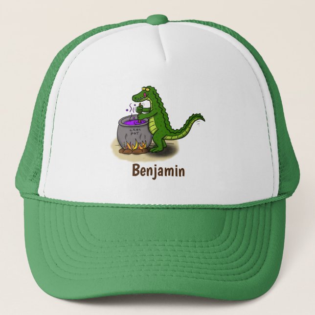 Gorra De Camionero Fundido personalizado de cocina de caimanes verdes (Anverso)