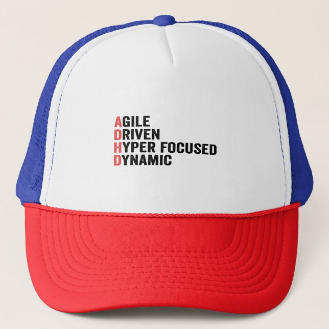 Gorra De Camionero Funny Adhd Agile Driven Hyper Focused Dynamic Gift (Anverso)