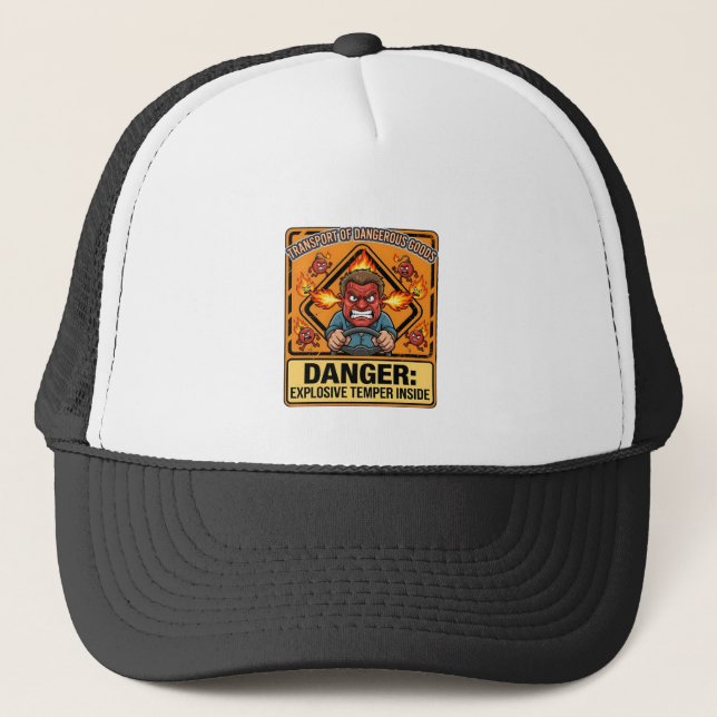 Gorra De Camionero Funny ADR Trucker T-shirt, Explosive Temper (Anverso)