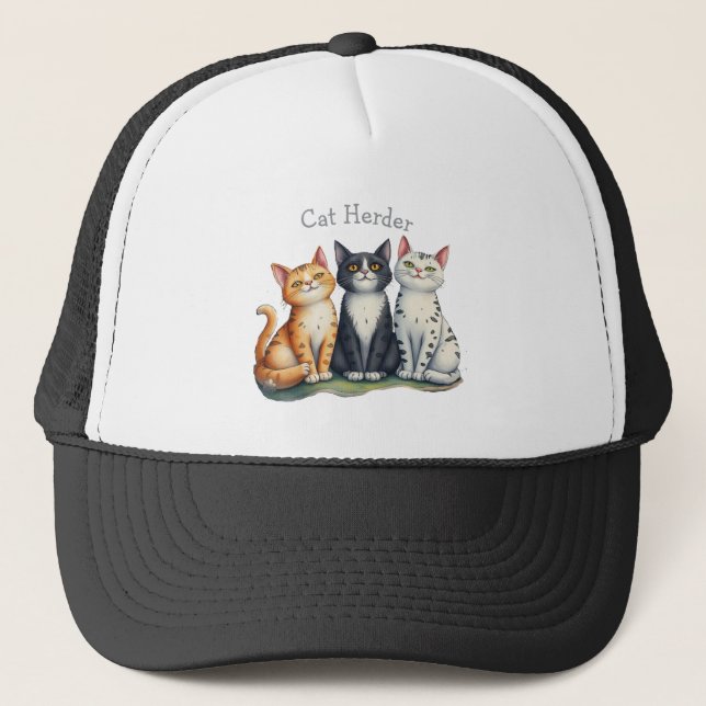 Gorra De Camionero Funny Cat Herder para el amante del gato (Anverso)