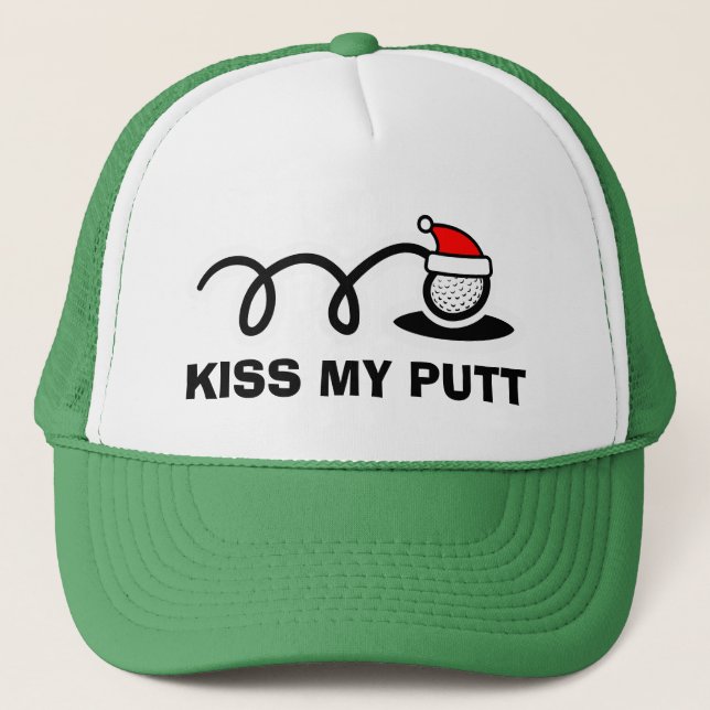 Gorra De Camionero Funny Christmas golf hat | Kiss my putt (Anverso)