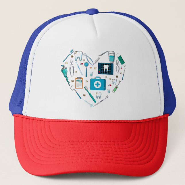 Gorra De Camionero Funny Dental Dentist Tool Heart (Anverso)