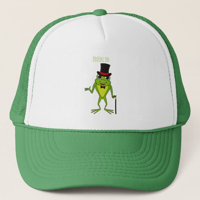 Gorra De Camionero Funny frog with top hat cartoon (Anverso)