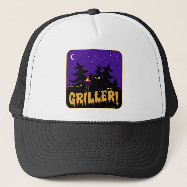 Gorra De Camionero Funny Griller BBQ Horror Tema Personalizado Diseño (Anverso)