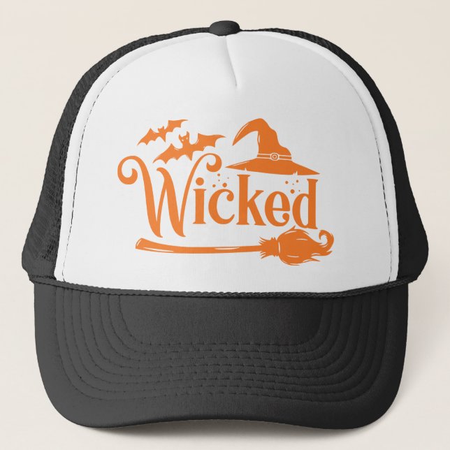 Gorra De Camionero Funny  Halloween, Witch Broomstick wicked (Anverso)