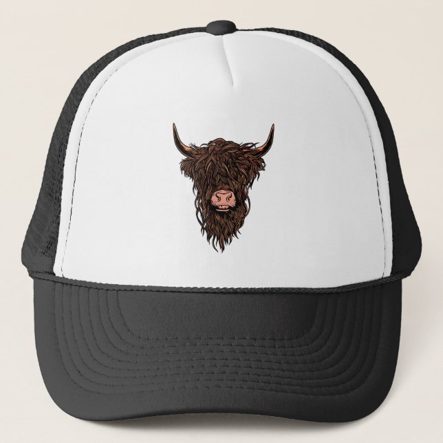 Gorra De Camionero Funny Highland Cow Head (Anverso)