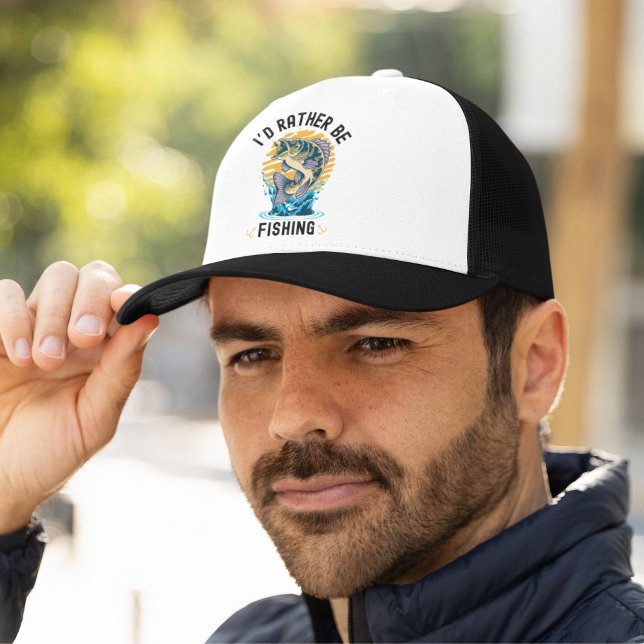 Gorra De Camionero Funny I'd rather be fishing (Subido por el creador)