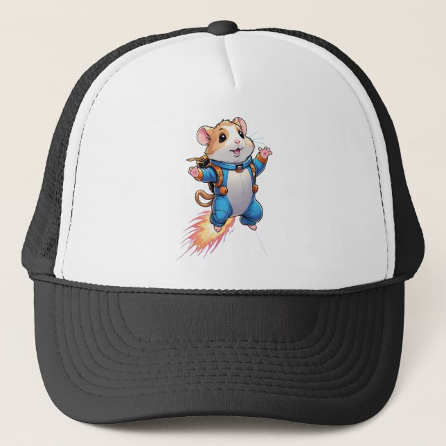 Gorra De Camionero Funny Jetpack Hamster Cap | Cartoon Animal Hat (Anverso)