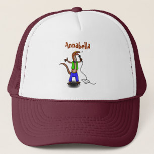 Gorra De Camionero Funny lizard singing with microphone cartoon