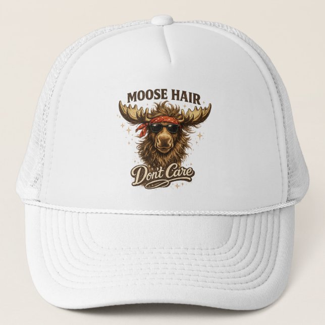Gorra De Camionero Funny Moose Hair Dont Care Illustration (Anverso)