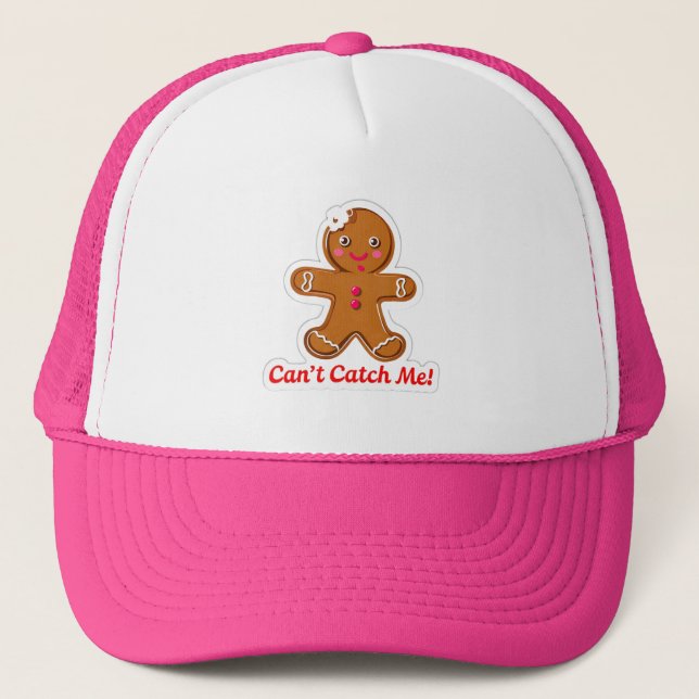 Gorra De Camionero ¡Funny no puede atraparme! Navidades Gingerbread M (Anverso)